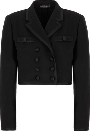 Dolce & Gabbana Cropped Double-Breasted Jas - Dames - Blazers - Zwart - L - Wol - Jassen