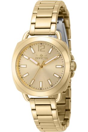 Invicta Wildflower 46346 Dames Horloge - Quartz Uurwerk - Roestvrij Staal met gouden Wijzerplaat - 32mm