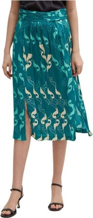 La Petite Francaise Judo Geprinte Split Midi Rok - Dames - Midirokken - Groen - M - Rokken