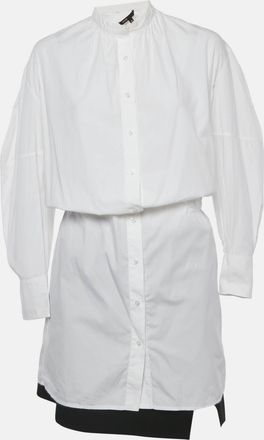 Maje White/black Cotton Shirt Dress And Skirt Set