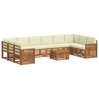 vidaXL Conjunto De Sof&aacute;s De Exterior Con Coj&iacute;n 11 Pcs Natural Y Crema Vidaxl