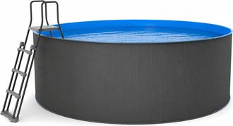 100% Piscina Elevada Sin Obra De Acero Redonda Antracita 460 X 120 Cm