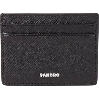 Sandro Reconstituted leather cardholder in Black at Nordstrom