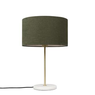 QAZQA Qazqa L&aacute;mpara De Mesa De Lat&oacute;n Con Pantalla Verde 35 Cm - Kaso