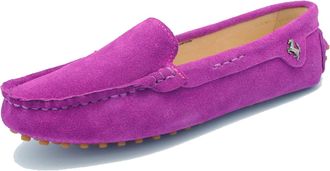 Minitoo Driving Shoes Womens Simple Fuchsia Suede Casual Loafers Slip-on Flats UK 5