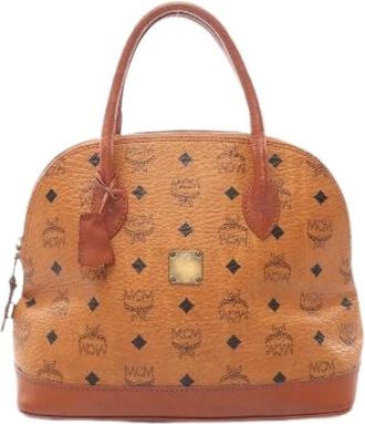 MCM Pre-owned Handbags, female, Brown, Size: ONE SIZE Pre-owned Visetos Leather Handbag