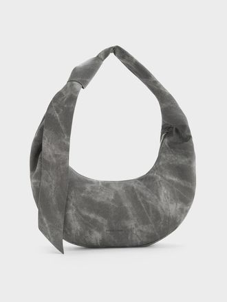 Charles & Keith Toni Denim Knotted Crescent Hobo Bag