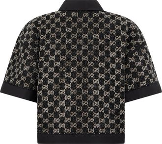 Gucci Womens Tweed Lam&eacute; Top Black Viscose Blouses Shirt