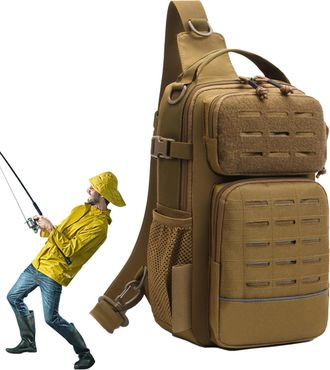 Generic Fly Fishing Sling Bag - with Water Bottle Holder Equipment Storage - Lightweight Sling Bag | for Camping Men Travel Hiking Outdoor Gym Sports Adventur