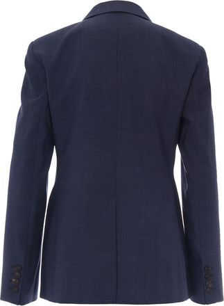 Max Mara Womens Double-Breasted Wool Blazer Navy Fil A Virgin Jacket