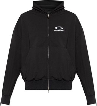 Balenciaga Sweatshirt met logo - Dames - Vesten met rits - Zwart - XS - Hoodies & sweatvesten