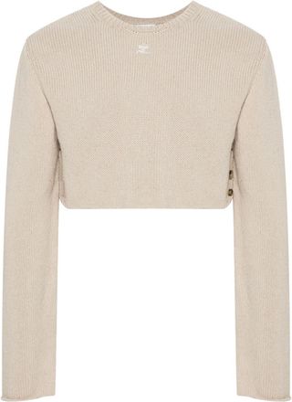 Courrèges cropped buttoned-slit jumper - men - Linen/Flax/Cotton - S - Neutrals