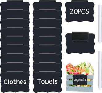 OEM 20 Etiquetas Reutilizables Con Clip - Para Cestas De Almacenamiento, Armarios Y Cajas De Almacenamiento - Con 2 Marcadores
