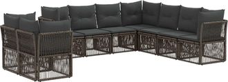 vidaXL Conjunto De Sof&aacute;s De Jard&iacute;n 9 Uds. Gris Rat&aacute;n Sint&eacute;tico Vidaxl