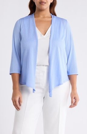 Kasper Self Edge Open Front Cardigan in Paris Bleu at Nordstrom, Size 1X