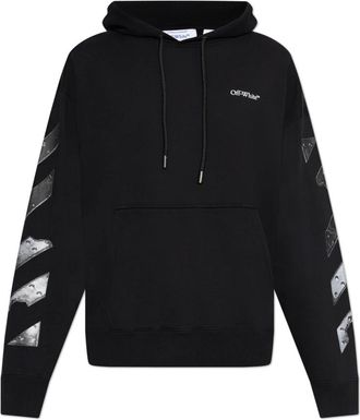Off-white Sweatshirt met logo-print - Heren - Hoodies - Zwart - XL - Katoen - Hoodies & sweatvesten