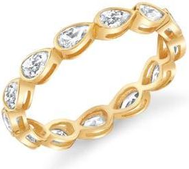Crislu Pear-Cut Cubic Zirconia Eternity Band Ring in 18Kt Yellow Gold /Clear Stone at Nordstrom