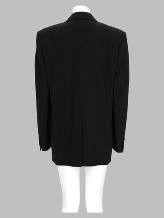 Saint Laurent Double-Breasted Wool Pinstripe Blazer - Black