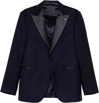 Tagliatore Enkelrijige blazer met sjaalkraag - Heren - Blazers - Blauw - M - Wol - Jassen