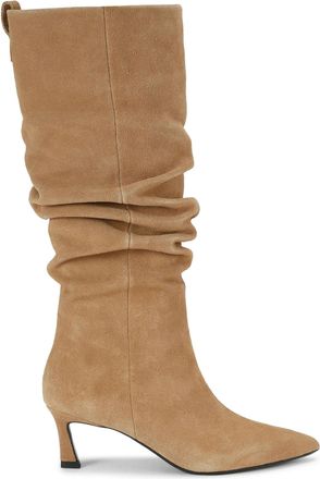 Kurt Geiger Womens Suede Stark Rouche Boots - Camel - Size UK 4