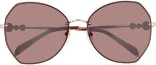 Emilio Pucci 61mm Geometric Sunglasses in Shiny Rose Gold /Brown at Nordstrom Rack