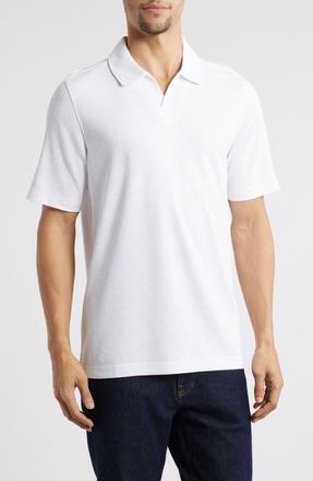 Johnston & Murphy Vintage Slub Modal Blend Johnny Collar Polo in White at Nordstrom, Size Xxx-Large