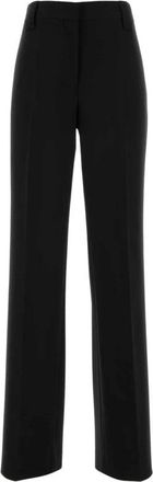 Versace Stretch Wool Tailored Pants - Dames - Straight fit broeken - Zwart - M - Katoen - Broeken