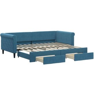 vidaXL Vidaxl - Divano Letto Estraibile con Cassetti Blu 90x200 cm in Velluto