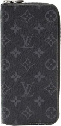 Louis Vuitton Black Monogram Eclipse Canvas Vertical Zippy Wallet (Authentic Pre-Loved)