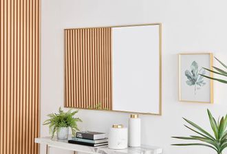 Furniturebox Emma Medium 120x80cm Framed Rectangular Vertical Living Room Hallway Wall Mirror in Gold | Size: 120x80 cm