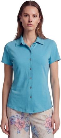 Lords of Harlech Womens Shelley Short Sleeve Shirt in Teal at Nordstrom, Size X-Large
