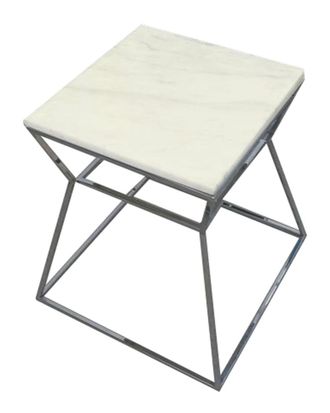 Pangea Home Geo Side Table Metal Frame With Marbel Top