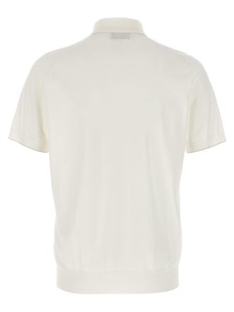 Brunello Cucinelli Mens White Cotton Polo Shirt
