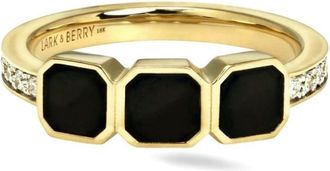 Lark & Berry 18kt yellow gold Eclipsis onyx and diamond ring - women - Lab Grown Diamond/Onyx/18kt Yellow Gold - 6