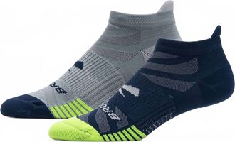 Brooks Mens Ghost Lite No Show Socks In Heather Oxford/navy And Navy/yellow