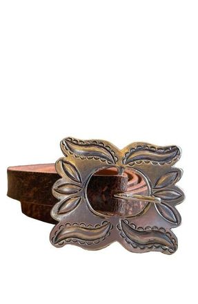 Fortela Butterfly Leather Belt in Brown at Nordstrom, Size 105