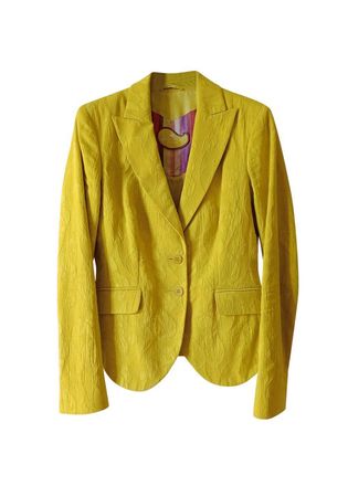 Etro Yellow Jacquard Relief Pattern Blazer Size S