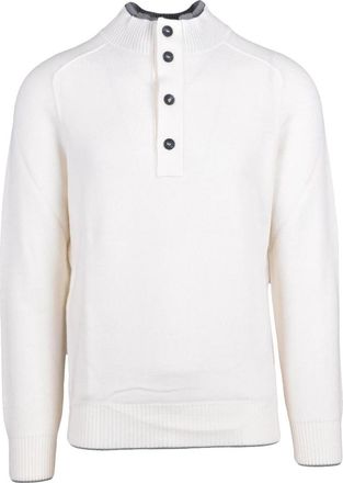 KANGRA Pullover met col en knopen - Heren - Coltruien - Wit - L - Wol - Truien & Vesten
