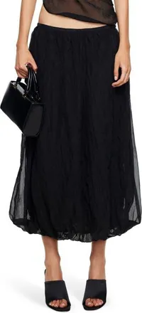 Lioness Intuition Bubble Hem Midi Skirt in Noir at Nordstrom, Size X-Large