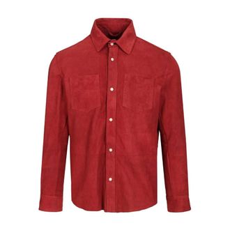 Barba Suede Overhemd - Heren - Casual Overhemden - Rood - M - Su&egrave;de - Overhemden