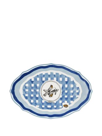 Baci Milano fish-illustration oval platter (40.5cm x 26.5cm) - Blue
