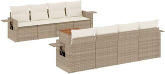 vidaXL Set De Sof&aacute;s De Jard&iacute;n 9 Pzas Con Cojines Rat&aacute;n Sint&eacute;tico Beige Vidaxl