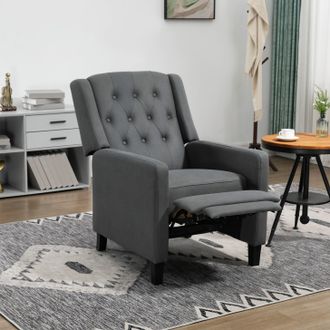 HOMCOM Button Tufted Recliner Chair, Microfibre Cloth Reclining Armchair in Grey
