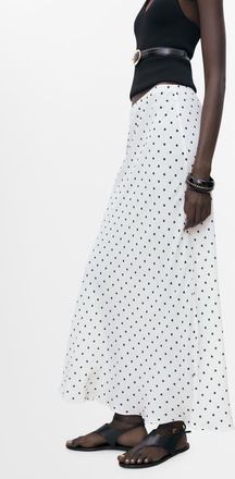 Mango Polka Dot Maxi Skirt in Off White at Nordstrom, Size Xx-Small
