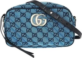 Gucci Pre-owned Cross Body Bags, female, Blue, Size: ONE SIZE Pre-owned GG Marmont Crossbody Bag