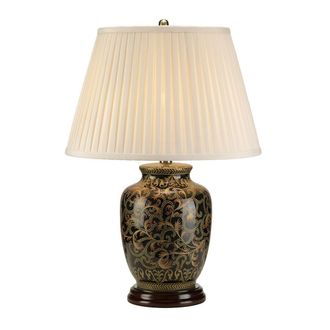 Loops Table Lamp Small Base Cream Double Pleat Shade Gold Black LED E27 60W