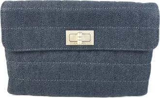 Chanel 2.55 Blue Denim Clutch Bag (Pre-Owned)