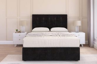 Sloomy Highbury Plush Divan Set No Drawers-26 Headboard in Black | Size: Small Double