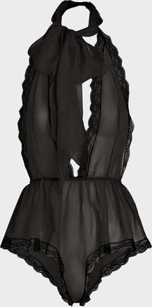 Dolce & Gabbana Lace-Trim Plunging Halter Bodysuit
