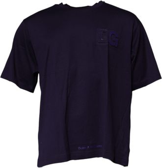 Dolce & Gabbana Navy Blue DG Logo Cotton Crew Neck Mens T-shirt